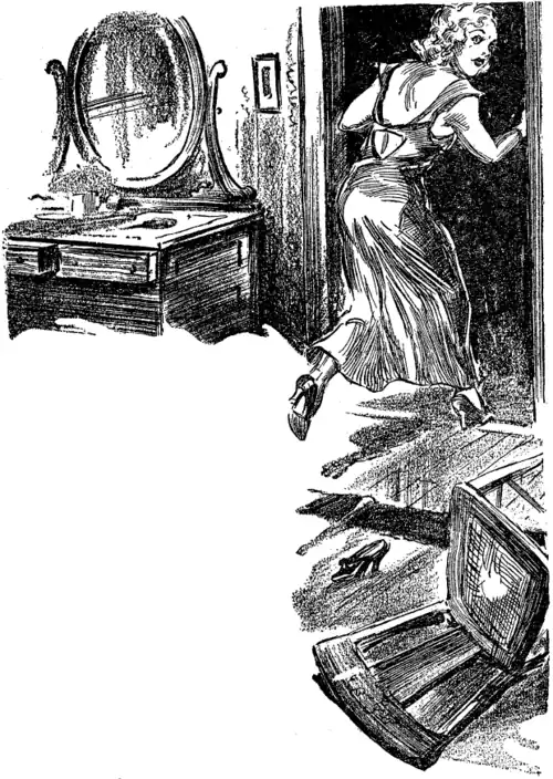 Madame Pompé fleeing the room.