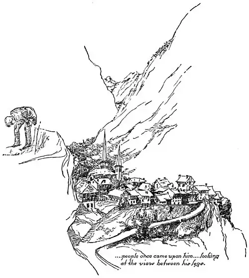 … people once came upon him… looking at the view between his legs.