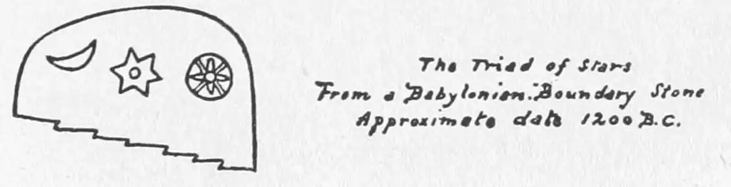 The triad of Stars. From a Babylonian Boundary Stone. Approximate date 1200 B.C.