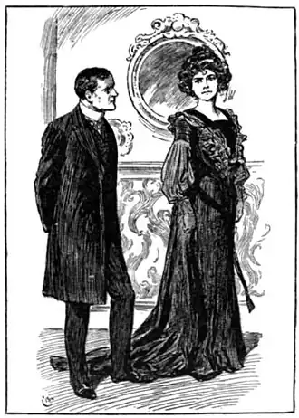 Illustration of Druce and Mrs. Bensason standing next to each other