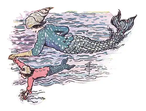 Susan and the Mermaid - Mer-lady taking a girl to a party (corrected).jpg