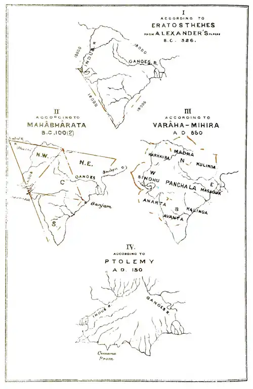 Ancient Maps of India, according to the Greeks and Indians