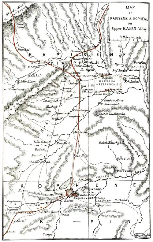 Map of Kapisene and Kophene, or Upper Kabul Valley