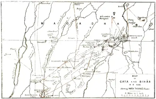 Map of Gaya and Bihar, A.D. 650, showing Hwen Thsang's route7