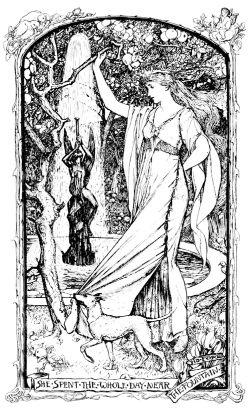 She spent the whole Day near the Fountain