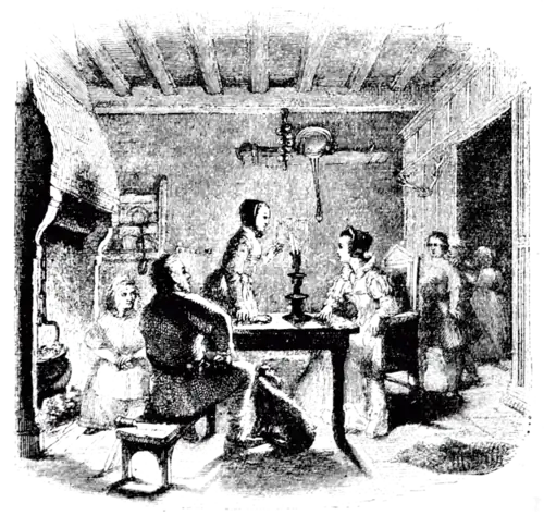 Lady Avenel reading to the Family at Glendearg