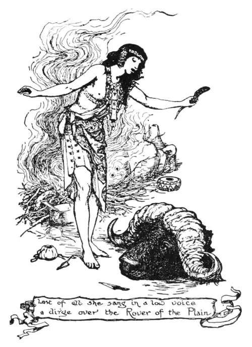 Last of all she sang in a low voice a dirge over the Rover of the Plain