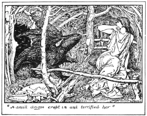 “A small dragon crept in and terrified her”