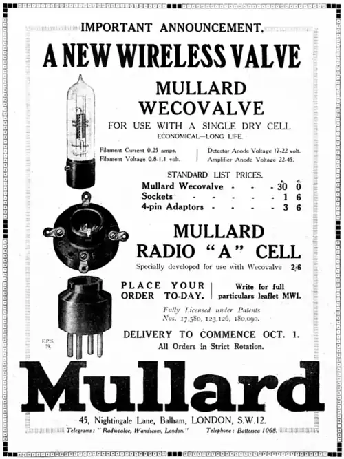 Mullard wireless valves