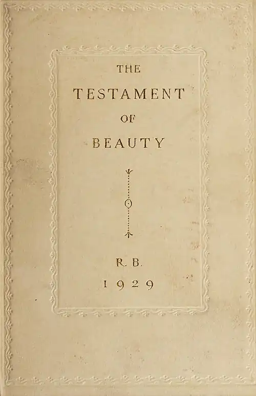 THE TESTAMENT OF BEAUTY R. B. 1929
