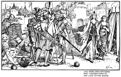 The Fairy and Dotterine pass unseen through the Camp of the Enemy