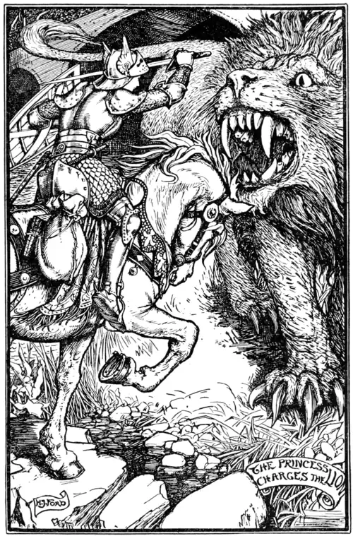 The Princess charges the Lion