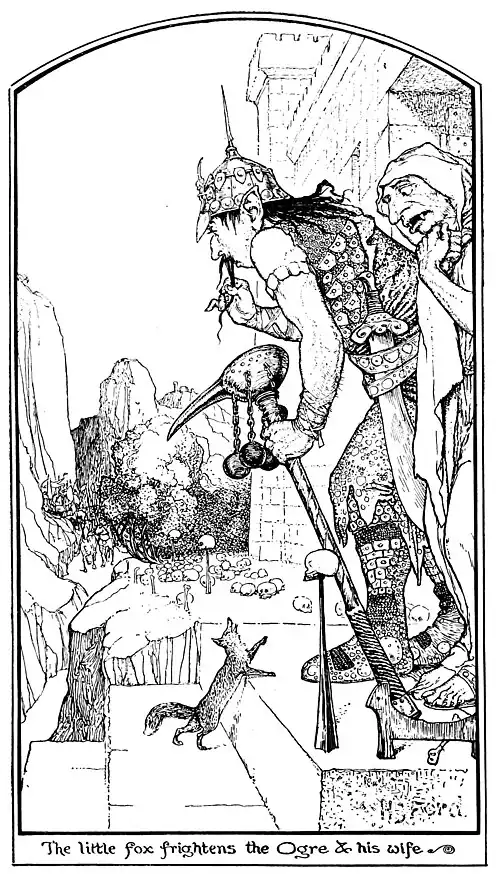 The little fox frightens the Ogre & his wife