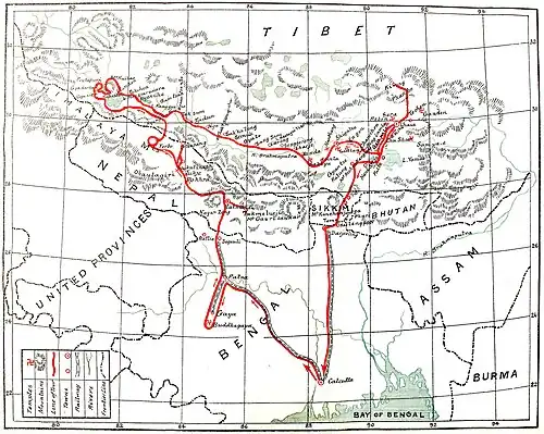 Chart of the Route followed by the Author.