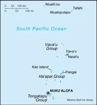 map of Tonga