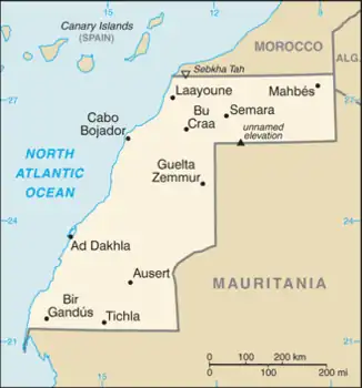 map of Western Sahara