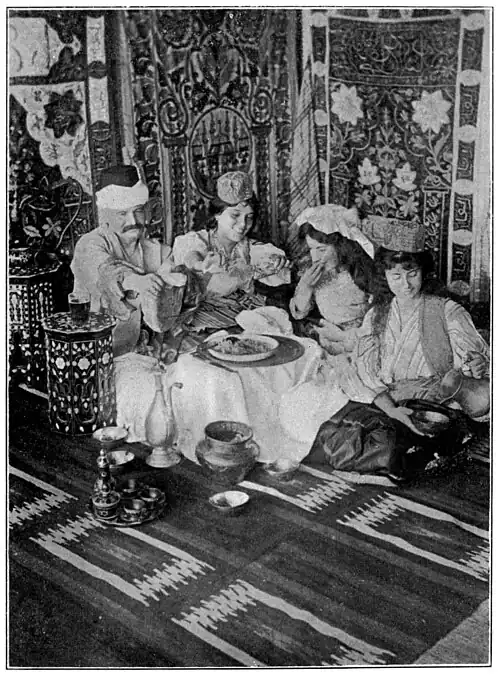 IN THE HAREM. TYPICAL COSTUMES OF CONSTANTINOPLE.