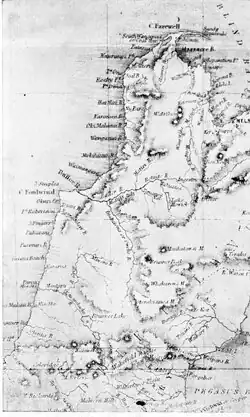 Portion of map published in 1855 by Rev. Richard Taylor