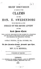 A brief discussion of some of the claims of the Hon. E. Swedenborg (1841) by Elias de la Roche Rendell