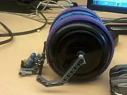 Guts of RC car used to create R.I.O.T. Wheel Toy