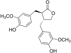 Matairesinol, illustrating the debenzylbutyrolactone motif