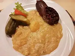Griefenwurst with sour mashed potatoes