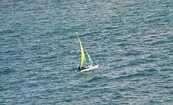 This Hobie Cat took a short cut inside the Inner Reef.