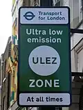 Sign showing entry to an ultra low Emission zone.
