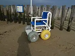 Beach wheelchair with wide tires
